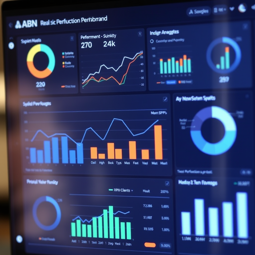 Interactief dashboard met real-time bedrijfsprestatie analytics en KPI's van ABN klanten