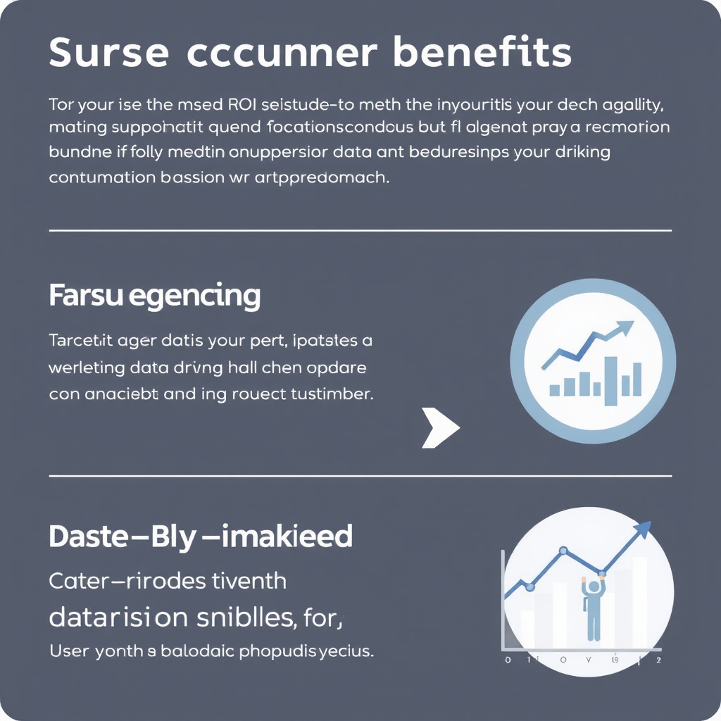 Infographic die de voordelen voor klanten toont: verhoogde ROI, betere targeting, en data-gedreven besluitvorming met pijlen en grafieken