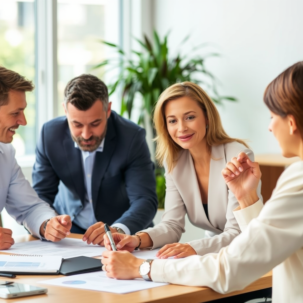 Strategische financiële planning sessie met professionals die werken aan budgetmodellen en investeringsstrategieën